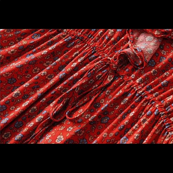 Boho Floral Gypsy Print Cami Maxi Dress Tiered - Picture 6 of 14